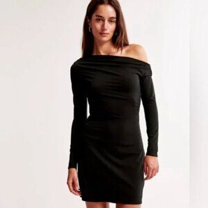 Abercrombie & Fitch Black One Shoulder Mini Dress - Size L